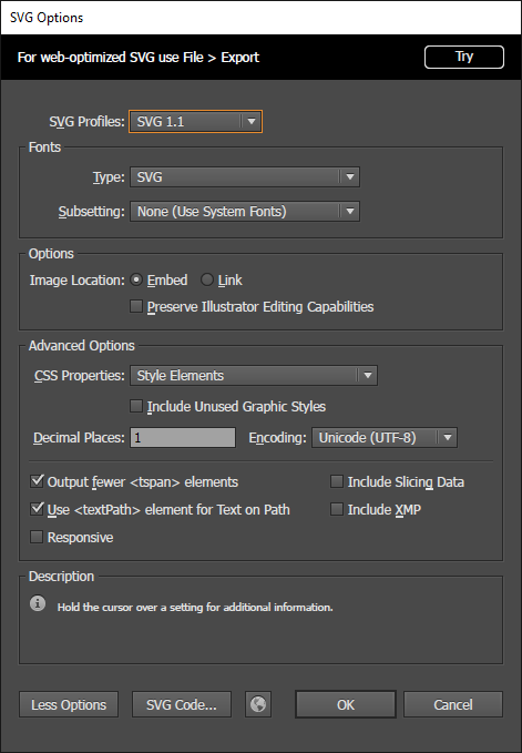 Adobe Illustrator - Export SVG