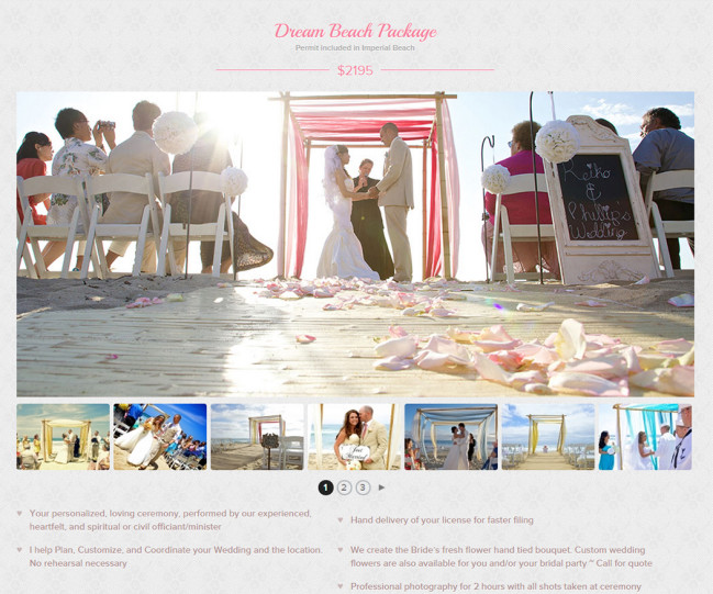 Dream Beach Wedding - Photo of Packages Page