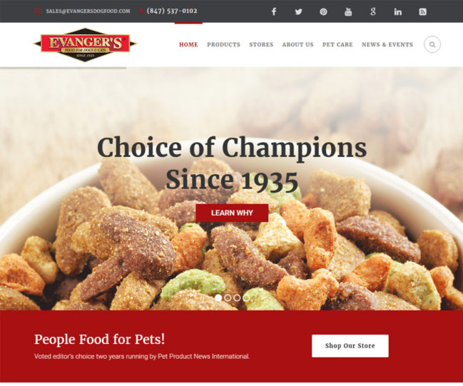 Evanger's Dog Food - Photo of Home Page