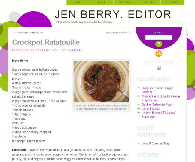 Jen Berry, Editor - Photo of Recipe Page