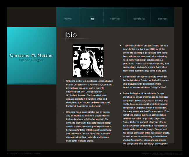 Christine M Mettler Interior Design - Photo of Bio Page