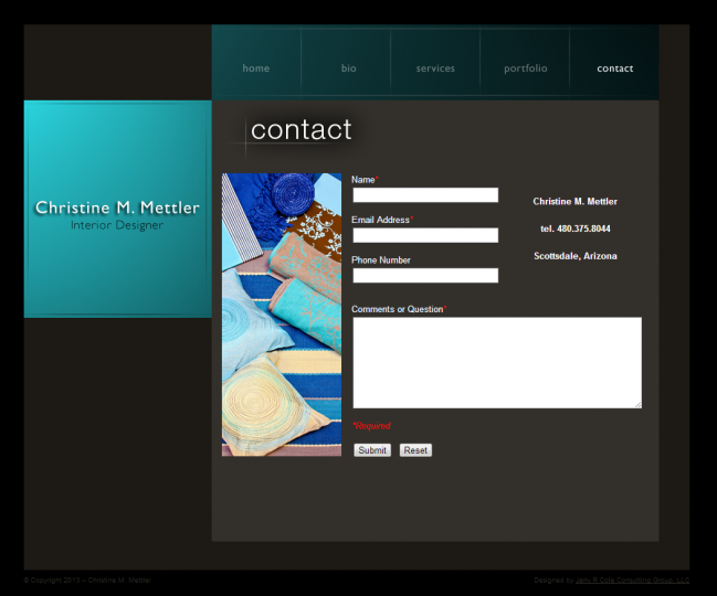 Christine M Mettler Interior Design - Photo of Contact Page
